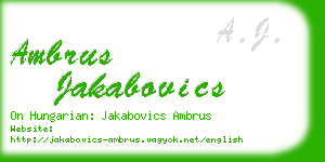 ambrus jakabovics business card